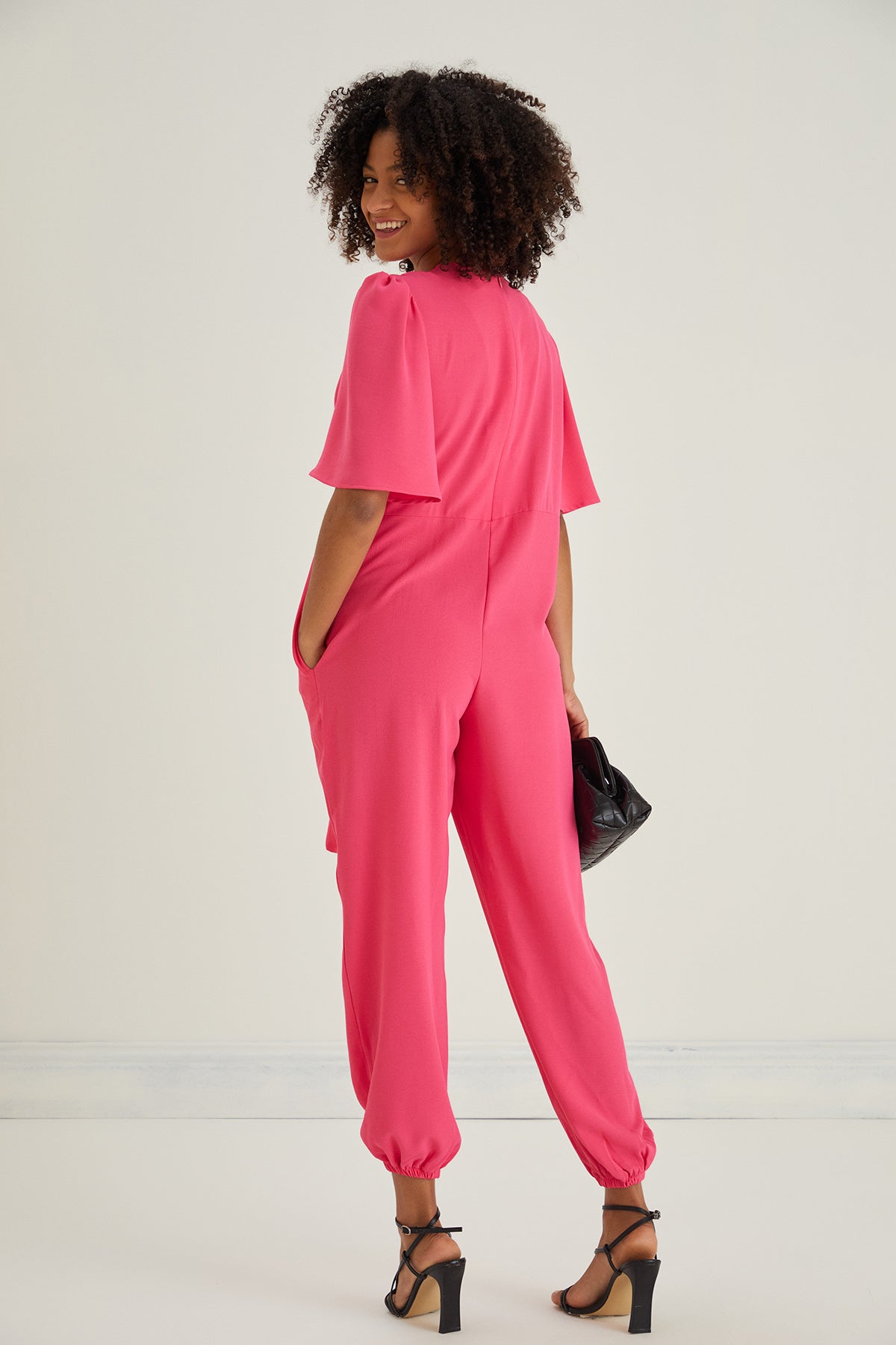 Jessica Angel Sleeve Wrap Jumpsuit in Pink