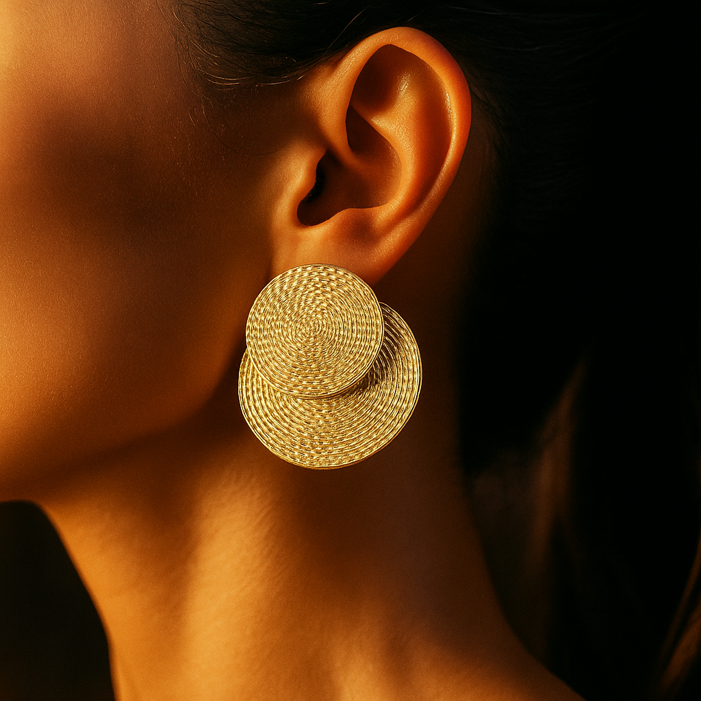 Orbit Textured Double Disc Earrings – Gold